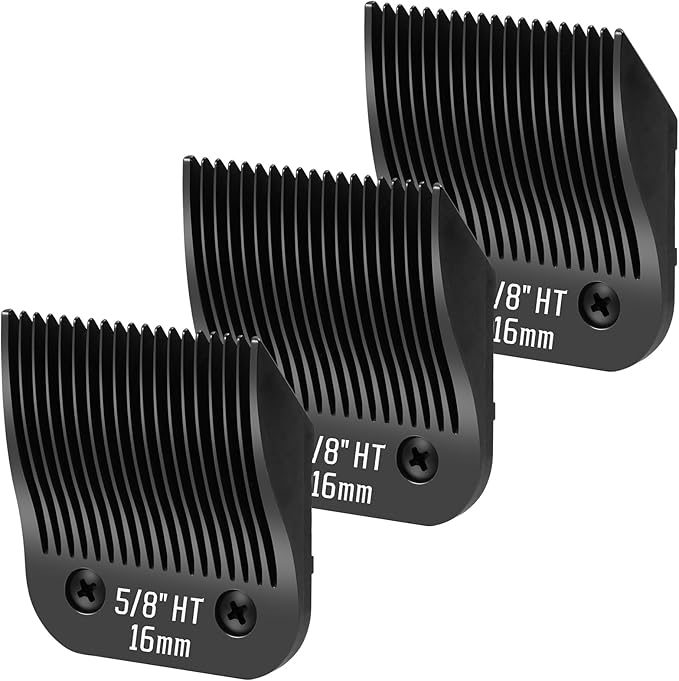 3 Pack 5/8HT Detachable Dog Grooming Steel Blades,Compatible with Andis,Oster A5,Wahl KM-10 Series,Cut Length 5/8" 16MM （Black）