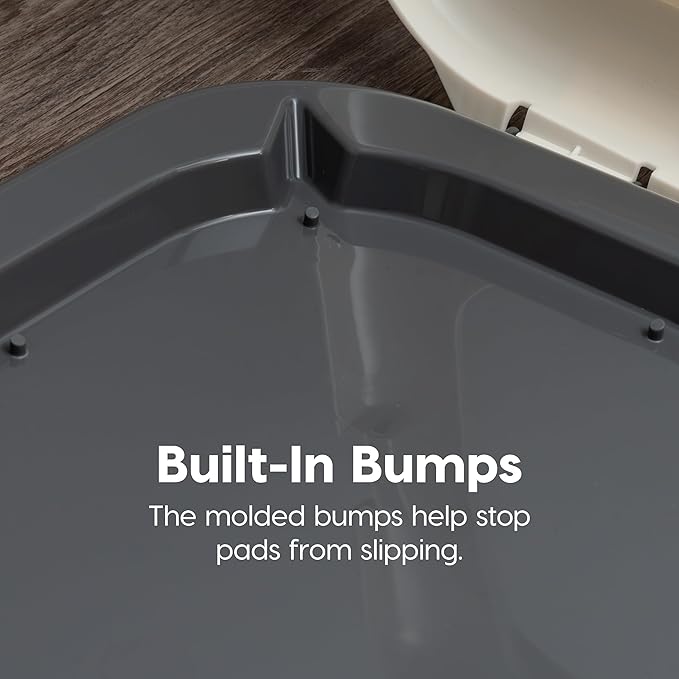 IRIS USA Pee Pad Holder - Medium Dog Pad Holder with Secured Latches, Non-Skid Feet, High Polish Finish for Easy Cleaning, Leak Protection, Fits 17"x23" Pad, Dark Gray