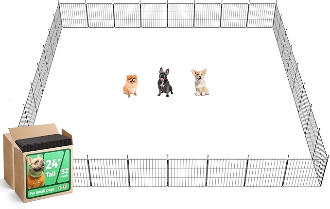 FXW MiniPaws Unleashed Dog Playpen for Yard & RV Camping, Expandable 24-inch 32 Panels for Puppies and Small Dogs, Portable for Indoor and Outdoor Use