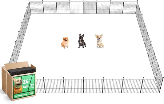 FXW MiniPaws Unleashed Dog Playpen for Yard & RV Camping, Expandable 24-inch 32 Panels for Puppies and Small Dogs, Portable for Indoor and Outdoor Use