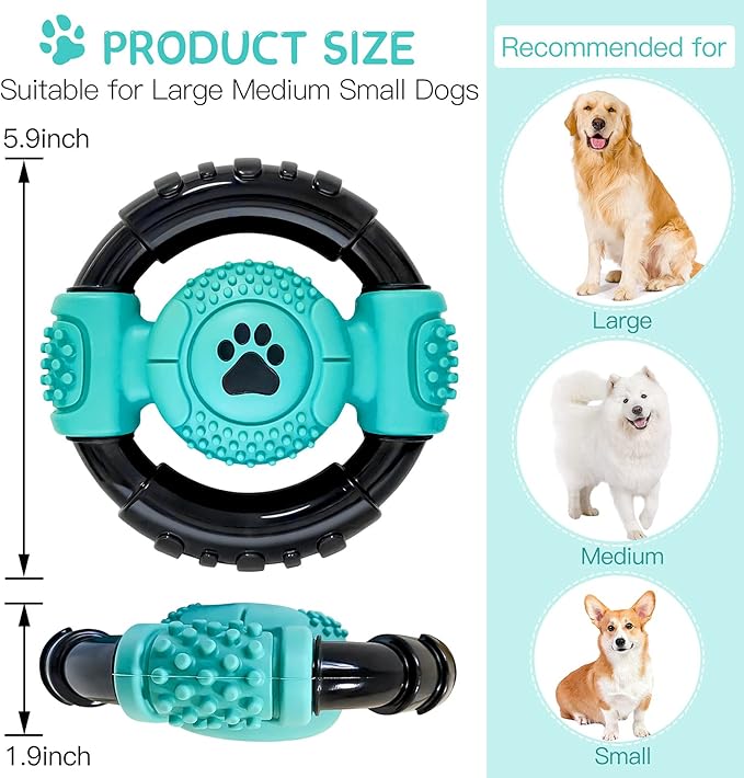 Dog Toys for Aggressive Chewers, Indestructible Dog Chew Toy for Medium Large Dogs, Milk Flavor Squeaky Tough Dog Toys to Keep Them Busy