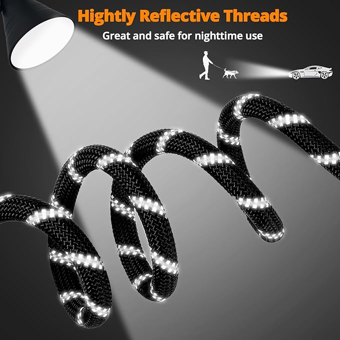 Heavy Duty Hands Free Dog Leash, 10FT Adjustable Handsfree Dog Training Leash with Shock Absorbing Bungee, No Pull Tangle Free Reflective Body Waist Leash for Dog Walking Running