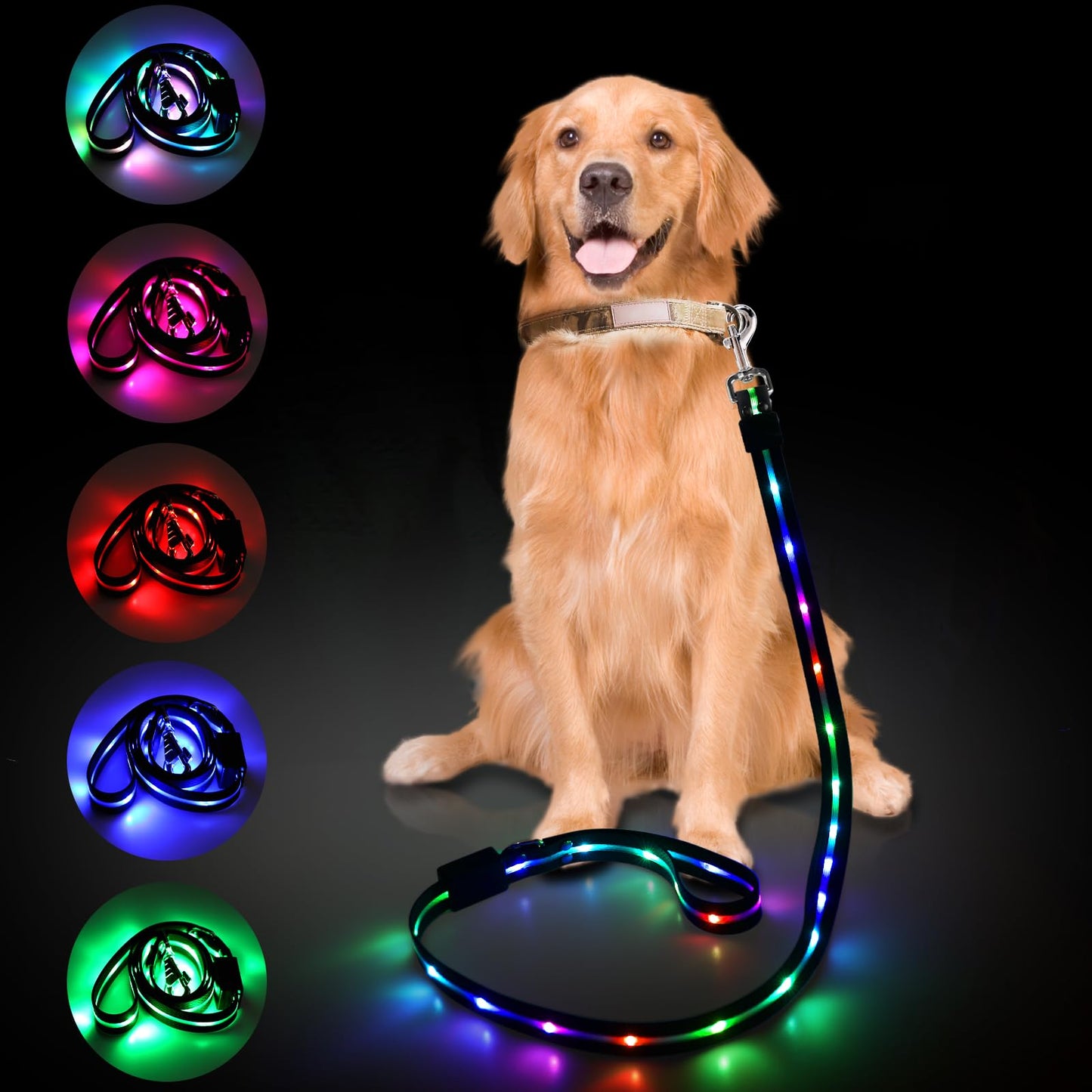 2025 Upgrade 4 Ft Led Dog Leash, 12 Lighting Modes Light Up Dog Leash Rechargeable - 4 Ft Lighted Dog Leashs for Night Walking Safety Glow in The Dark, Silicone Dog Leashs for Small Medium Large Dogs