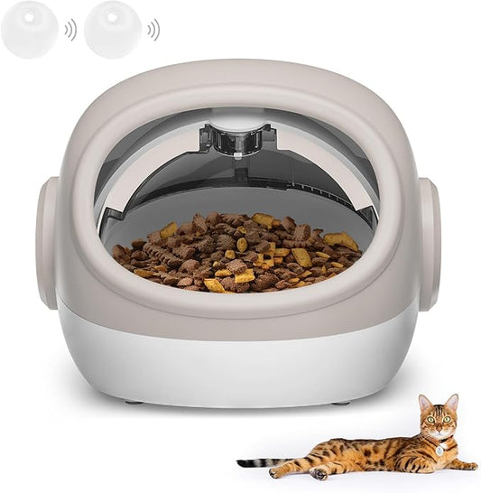 Upgraded RFID Cat Feeder with Collar Sensor – 4 Feeding Modes, Anti-Theft Pet Feeder for Multi-Cat Households, Timed Collar-Activated Feeder for Special Diets & Portion Control (2 Collar)