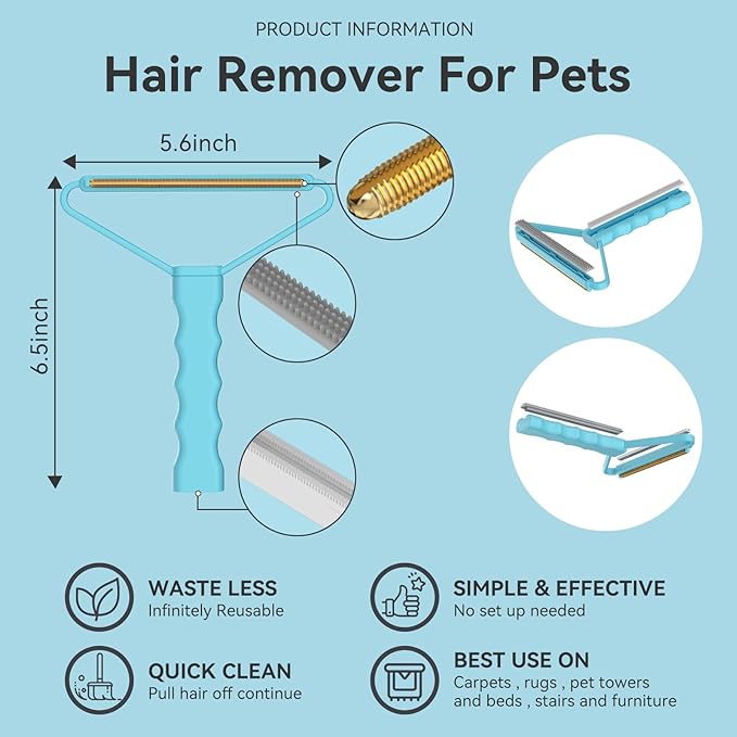 Carpet Rake - 60" Long Handle Pet Hair Removal with Metal Fabric Edge Design,Carpet Rake for Pet Hair Removal, Dog Cat Fur Remover Rubber Broom,Rug,Car Mat,Couch,Pet Bed,Furniture(4 Pack)