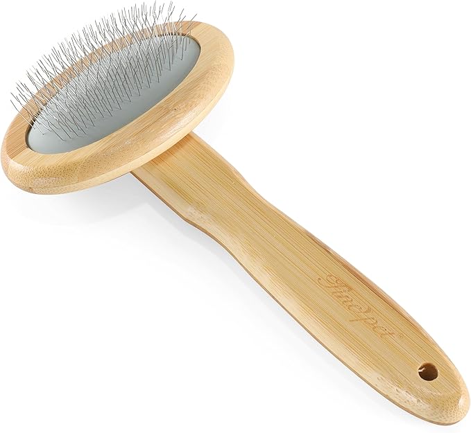 Wooden Dog Slicker Brush for Puppies Deshedding and Hair Removal for Long Haired Pets S
