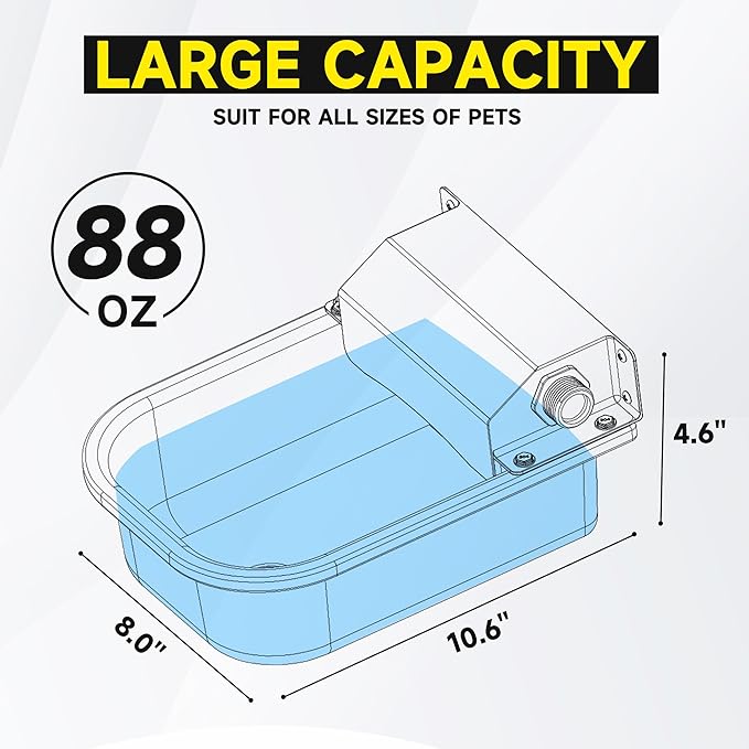 Automatic Water Dispenser for Dogs, 3L /101 oz 304 Stainless Steel Dog Water Feeder, Auto-Fill Large Waterer for Pets & Livestock, Outdoor Dog Water Bowl, Wide Mouth, Anti-tip, Easy to Clean