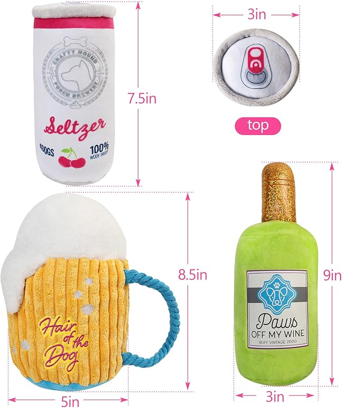 Prime Pets Dog Toys for Large Dogs, 3 Pack, Plush Squeaky Dog Toy, Pet Toy for Small Medium Large Dogs, Stuffed Puppy Chew Toys