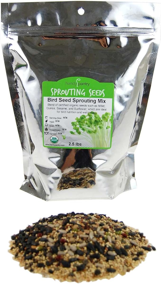 Handy Pantry Organic Birdseed - 2.5 Lb - Sprouting Bird Seed Mix for Small, Medium & Large Birds- Feed for Songbirds, Parakeets, Parrots, etc