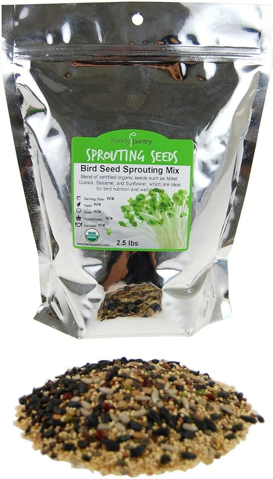 Handy Pantry Organic Birdseed - 2.5 Lb - Sprouting Bird Seed Mix for Small, Medium & Large Birds- Feed for Songbirds, Parakeets, Parrots, etc