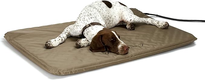 K&H Pet Products Lectro-Soft Orthopedic Outdoor Heated Dog or Cat Bed for Large Dogs or Multiple Cats, Safety Listed Warming Pad, Waterproof, Soft & Flexible, Washable Cover - Large 36 X 25in Tan 60W