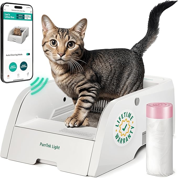 Self Cleaning Litter Box with Auto Safety Sensors for Multiple Cats - Automatic Cat Litter Box Self-Cleaning - Covered Ultra Odor Removal - Smart APP Control - Compatible On All WiFi - Electric Robot