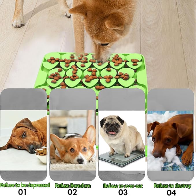 Small Silicone Snuffle Mat for Small Dog Puppy Cat Slow Down Eating,Slow Feeder Lick Mat for Dry Wet Food for Pet Training Smell,Encourages Natural Foraging Skill,Relieving Stress (Green)