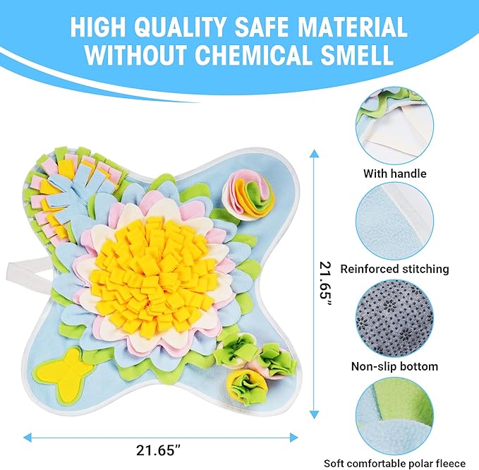 Snuffle Mat for Dogs Interactive Sniff Mat Slow Feeding and Keep Busy Snuffle Toys for Foraging Skill Development Anxiety Relief and Mental Stimulation, Machine Washable