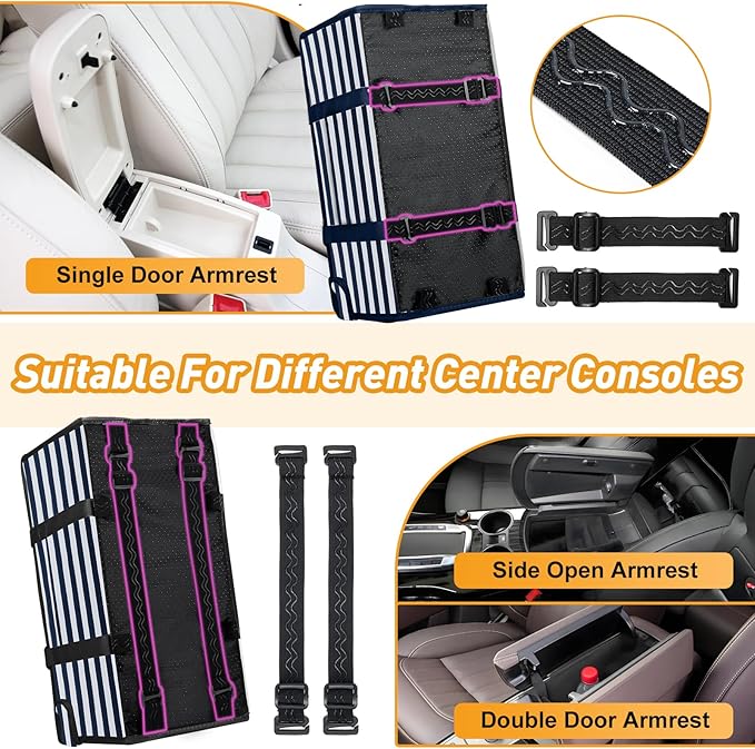 Portable Dog Car Seat for Small Dogs - Adjustable Safety Leash, Washable Cushion & Storage Pocket - Pet Booster Seat for Car Travel- Blue Stripes