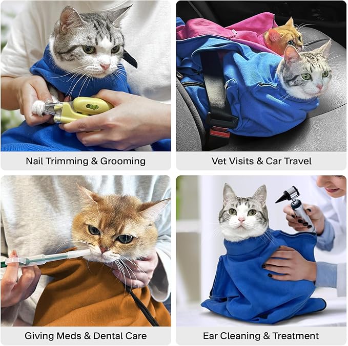 Cat Carrier Soft, Cat Sling for Medium & Large Cats up to 20lbs | Escape-Proof & Anxiety-Reducing Design, Restraint Bag for Vet Visits, Nail Trimming & Travel –Caramel