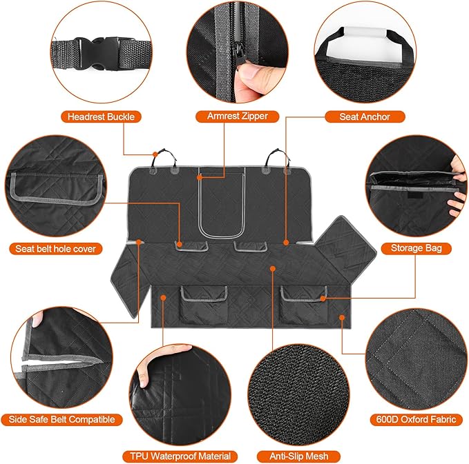 Dog Car Seat Cover Compatible with Subaru Forester 2002-2025, Waterproof Pet Bench Seat Cover for Back Seat, 600D Heavy Duty Scratch Proof Nonslip Truck Seat Covers for Dogs