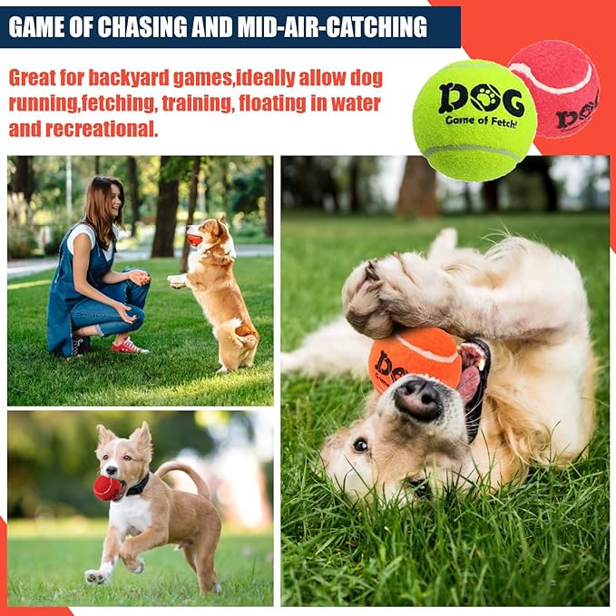 AMA SPORT Tennis Balls for Dogs 12 Pack 2.5" Multi Colors Dog Tennis Balls for Puppy Small Medium Dog Toys, Designed for Dogs Floating Water-Hunting Fetch Fun Playing Daily Exercise Mid-air Catching