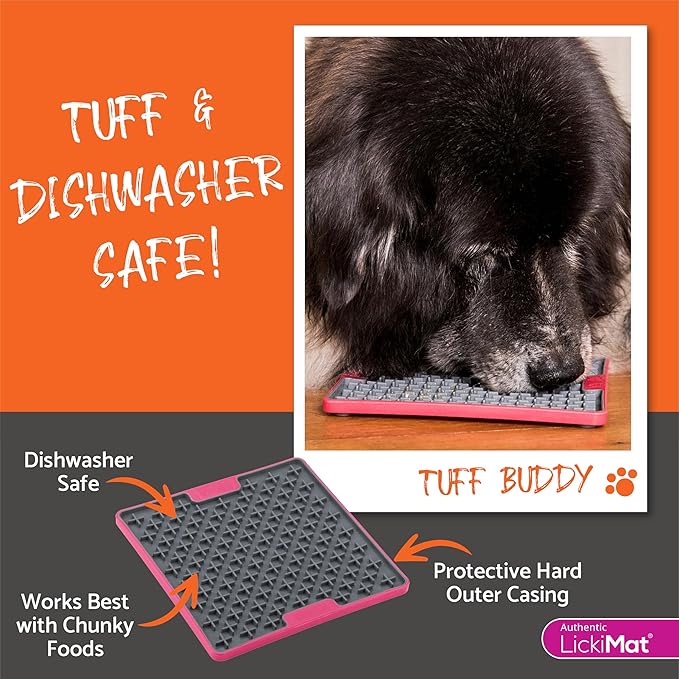LickiMat Tuff, Heavy-Duty Buddy, Dog Slow Feeder Lick Mat, Boredom Anxiety Reducer; Perfect for Food, Treats, Yogurt, or Peanut Butter, Fun Alternative to a Slow Feed Dog Bowl, Turquoise