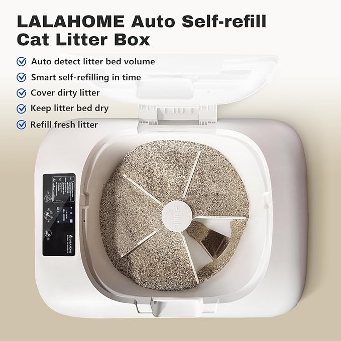 Self Cleaning Litter Box Auto Refill, Automatic Robot Litter Box for Multiple Cats, Hand-Like Rake Scooping/Odor Control System/6 x Safety Sensor/5G App Control, Large 80L Kitty Box Waste Disposal