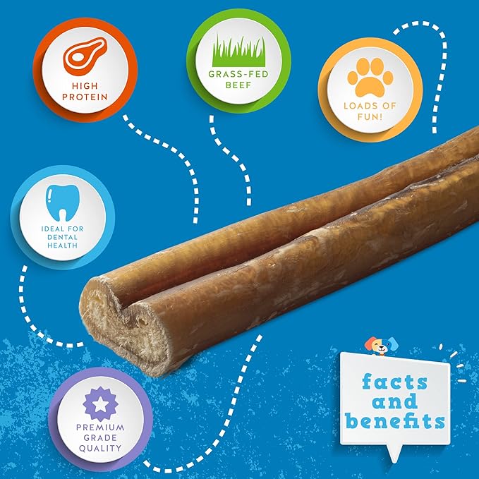 Jack&Pup 6-inch Bully Sticks for Dogs (7 Pack) All Natural Dog Chews Long Lasting, Dog Chews for Medium Chewers