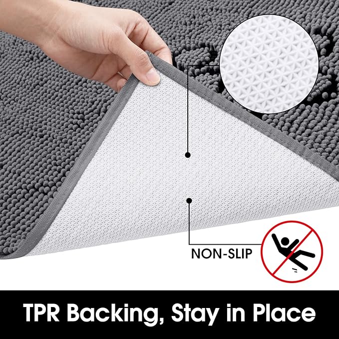 HOMEIDEAS Doormat Indoor Entrance, 36"x24", Absorbent Washable Non Slip Muddy Dog Front Welcome Door Floor Mat for Entryway (Cute Two Paw Print, Grey)