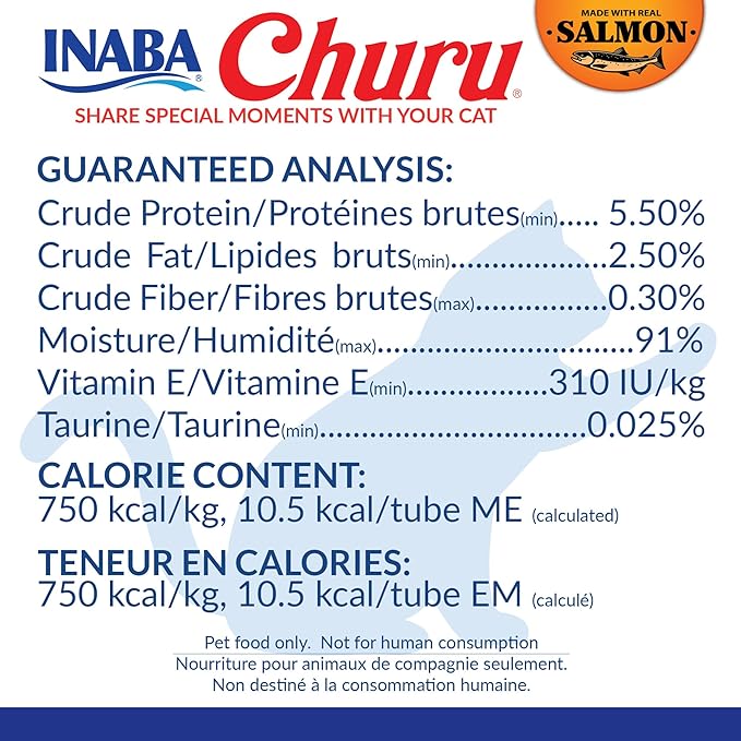 INABA Salmon Churu Cat Treats, Lickable, Squeezable Creamy Purée Cat Treat with Green Tea Extract & Taurine, 0.5 Ounces Each Tube, 20 Tubes, Scallop & Chicken Variety Box