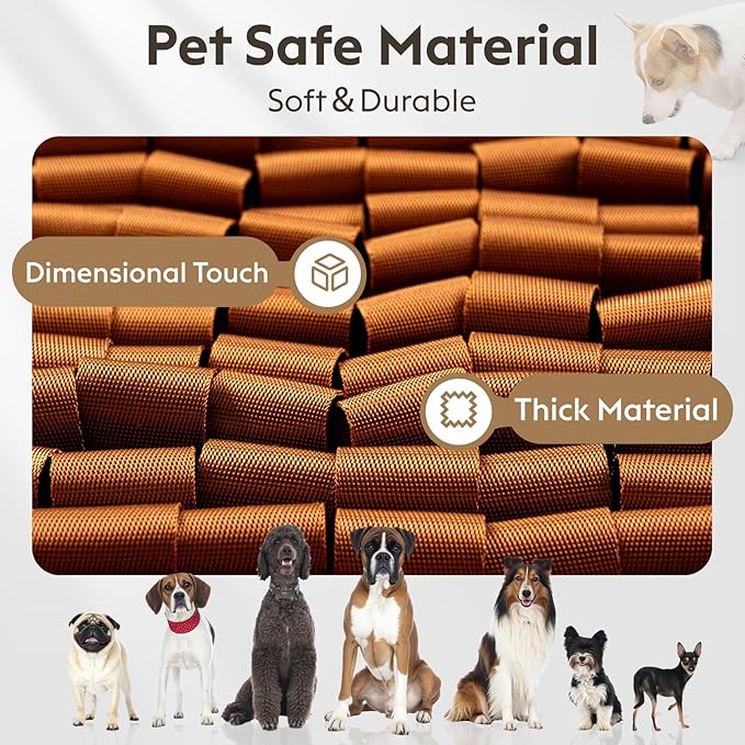 Snuffle Mat for Dogs, Dog Puzzle Mat, Interactive Dog Toys for Enrichment,Sniff Mats with Non-Slip Backing,Suitable for Breeds and Sizes of Dogs (Brown, 17" X 15")