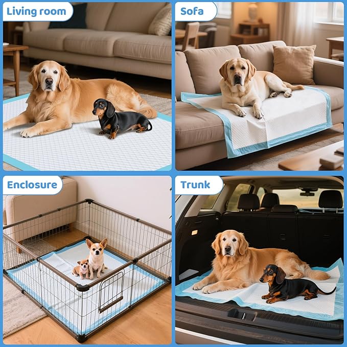 Gimars 100G Thicker Large 36in x 44in Puppy Pads – Dog Pee Pads with Reinforced Edges for Medium & Large Breeds, Multi-Dog Homes, 100% Leakproof, 48H Absorption, Indoor Potty & Floor Protection