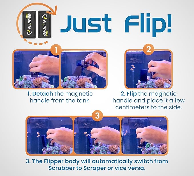 FL!PPER Flipper Magnetic Aquarium Glass Cleaner & Fish Tank Accessories | Effortless Algae Remover for Fish Tank (Nano)