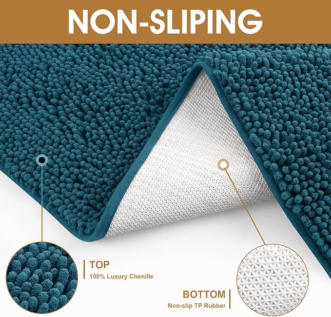 IM HOME 36" x 24" Teal Blue Dog Door Mats for Muddy Paws, Chenille Absorbent Dog Mat, Non Slip Heavy Mud Mat for Dogs, Soft Pet Bed Mat for Entryway, Mud Paws, Inside Floor