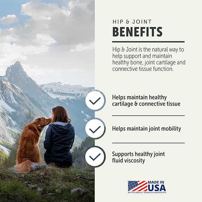 Hip & Joint - Mobility & Joint Support with Glucosamine and Chondroitin for Dogs, 2.4 oz - 22 to 60 Day Supply, Depending on Dog’s Weight - Vet Formulated - Easy to Mix - Delicious