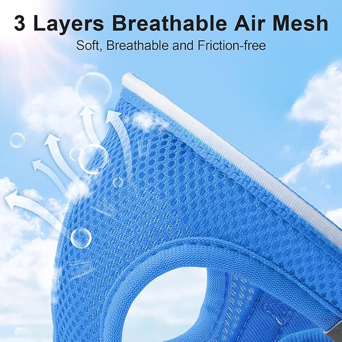 Light Up Dog Harness,Rechargeable LED Dog Harness for Small Medium Large Dogs,Reflective Lighted Safety Vest for Night Walking & Camping,Lightweight & Adjustable,Sky Blue,S