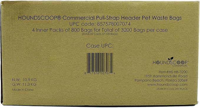 Case of 3200 Pull-Strap Header Pet Waste Bags, 32 Header Packs of 100 Bags, Commercial Dog Waste Station Bags HOA, Residential, XL and Strong, Easy Single Pull for Poop Station Dispensers