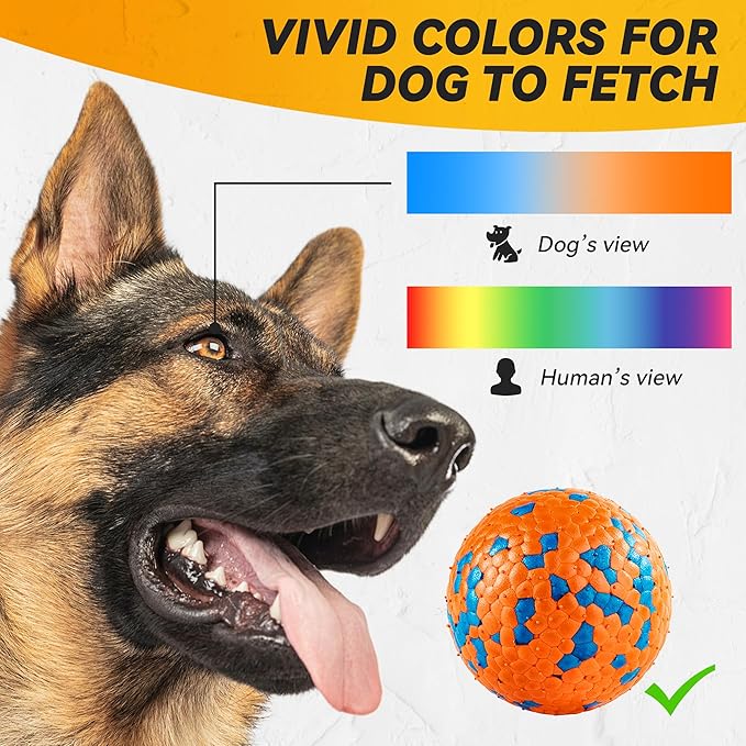 2Pcs Dog Balls, Tennis Balls for Dog Aggressive Chewers, for Large Medium Small Puppy, Training Catch&Fetch, Water Floats Toys, Orange