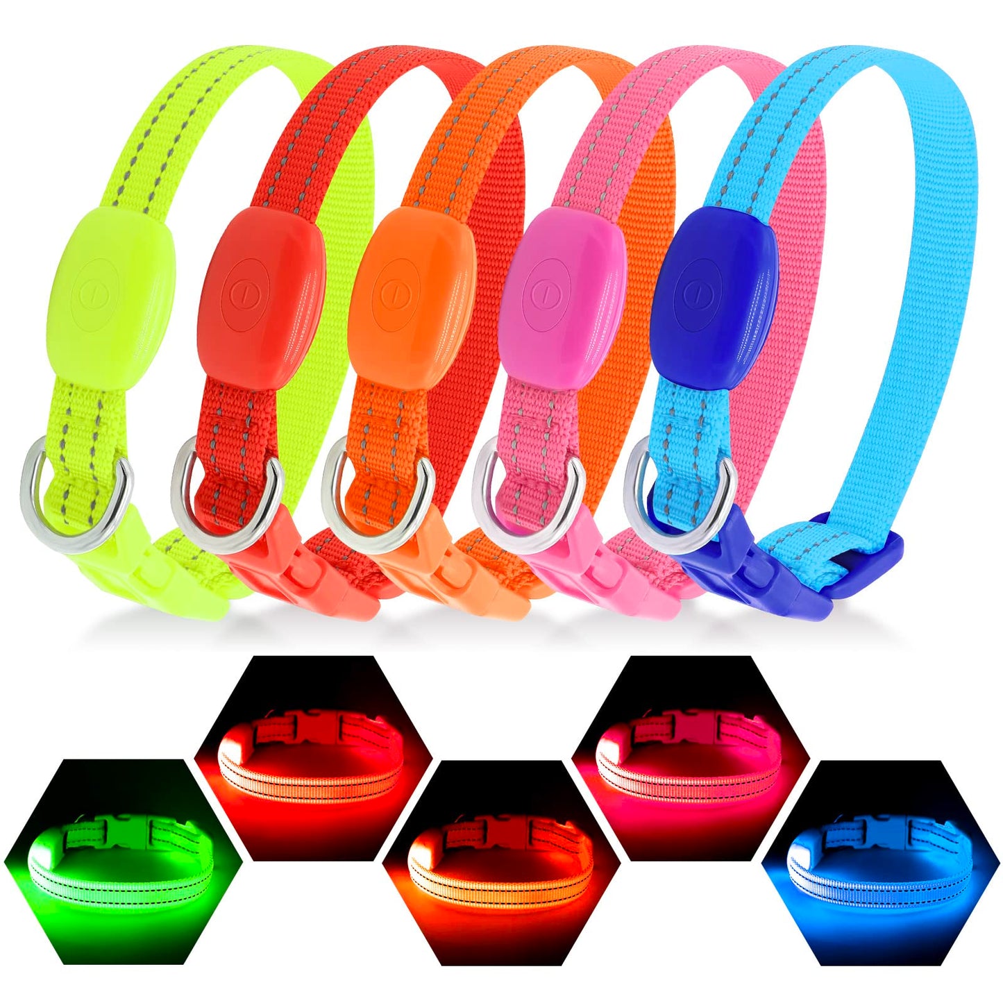 Visinite Light Up Dog Collars for Small Dogs,LED Dog Collar Light Rechargeable,Fully Adjustable Lighted Dog Collar,Glow in The Dark Dog Collars with Dog Lights for Night Walking,Blue