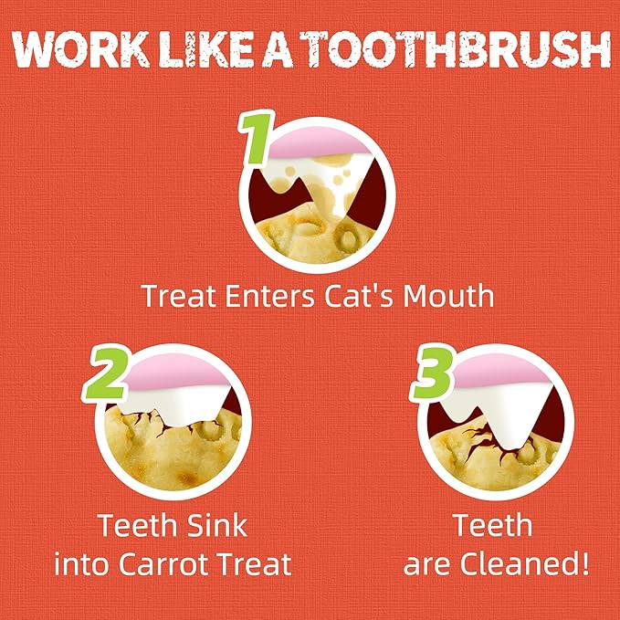 Just Try 16 OZ Carrot Cat Treats for Indoor Cats, Vitamin-Rich Natural Chicken Flavor Healthy Cat Snacks Training Biscuits Eye Health & Skin Support for Cats