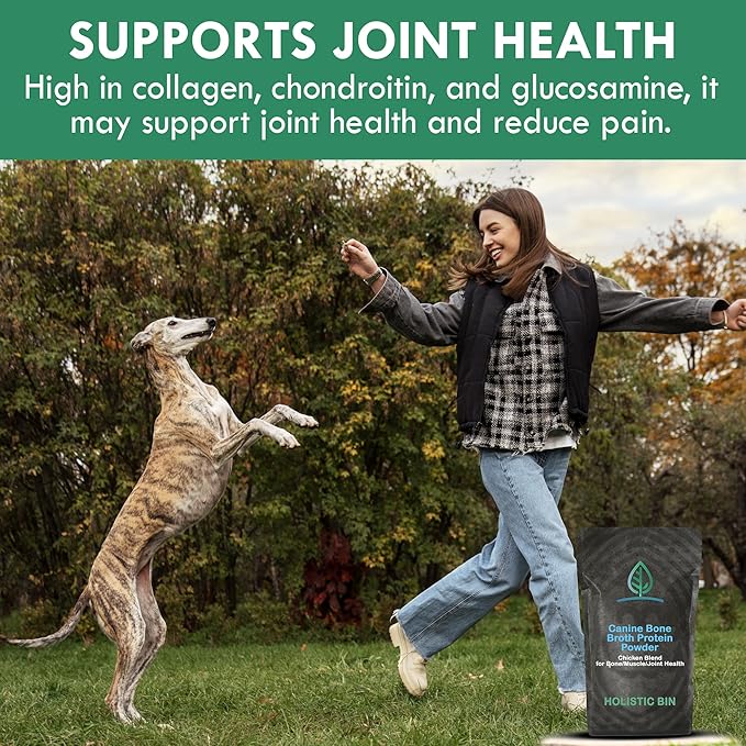 Holistic Bin Canine Chicken Bone Broth Protein Powder for Bone, Muscle & Joint Health - Nutrient-Rich Supplement for Dogs, Supports Mobility & Recovery, Grain-Free & Easy to Digest - 50 Grams