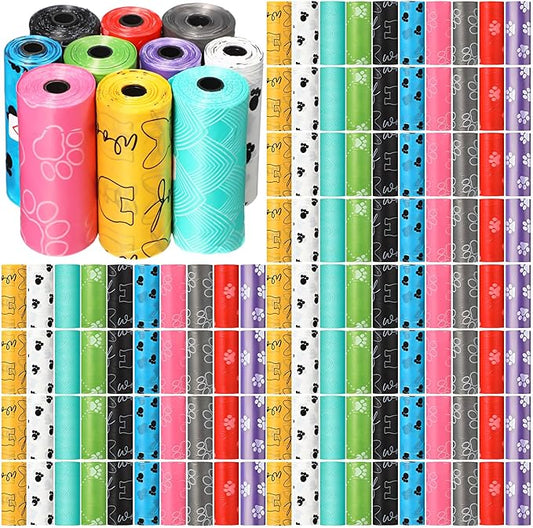 Thenshop 3000 Counts 200 Rolls Dog Poop Bag Plastic Dog Waste Bags Disposable For Doggie Pets Poop Outdoor Walking Travel Mixed Colors(Lovely Style)