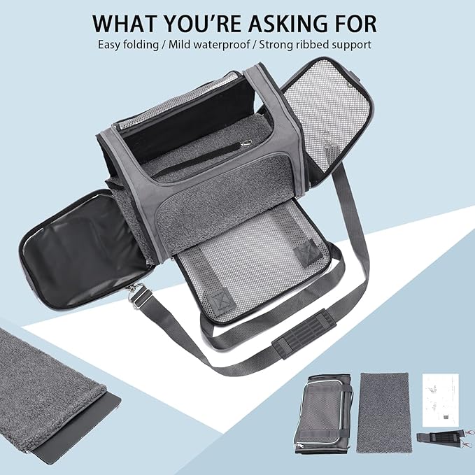 A4Pet Airline Approved Cat Carrier Dog Carriers, Soft-Sided Portable Pet Travel Washable Carrier for Dogs