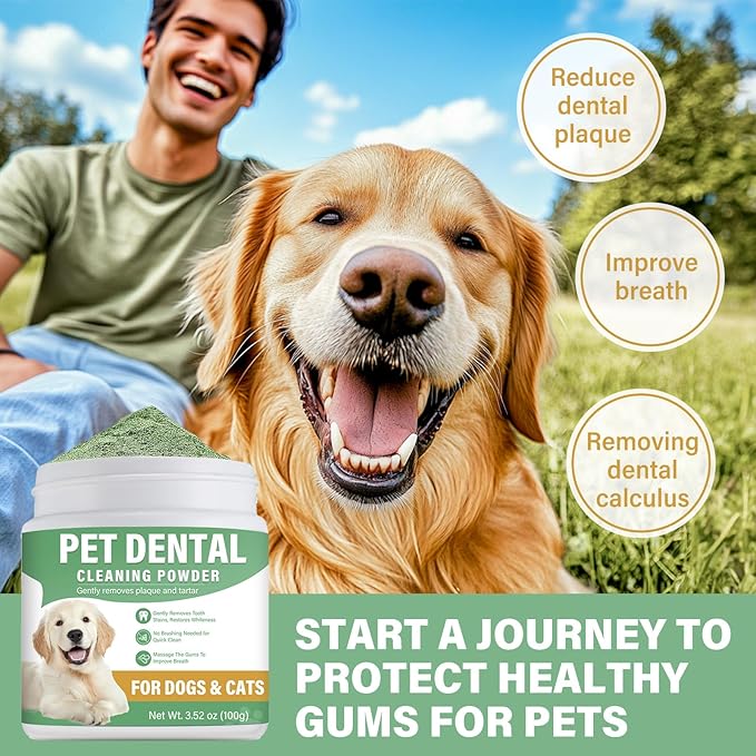ITECFREELY Dog Dental Powder, Dog Teeth Cleaning Powder for Breath Freshener, Effective Plaque Off and Tartar Remover for Small, Medium, Large Dogs