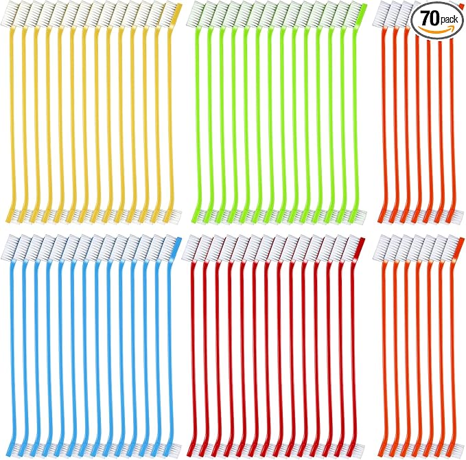 Honeydak Dog Tooth Brush Pet Toothbrush Soft Grooming Dogs Toothbrush Dog Double Sided Puppy Long Handle Brush for Large and Small Teeth Cleaning Dental Oral Care (70 Count,Multicolor)