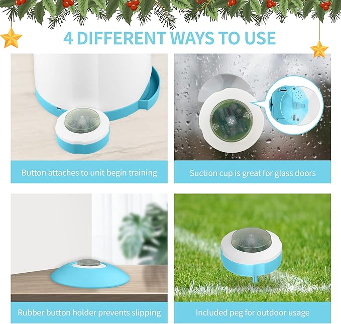 PETGEEK Dog Treat Dispenser with Button, Automatic Dog Feeder with Remote Control and Dual Power Supply, Dogs Puzzle Toys and Interactive Pet Stimulation Toys for Indoor/Outdoor Play (Blue)