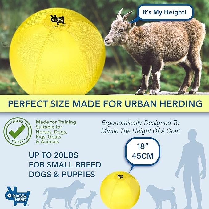 Race&Herd 18" Original XXL Herding Ball for Dogs - Giant Herding Dog Ball Australian Shepherds, Herding Toys, Dog Training Toy for Small Breeds, Dog Toy for Outdoor Play (for Small Dogs, Blue)