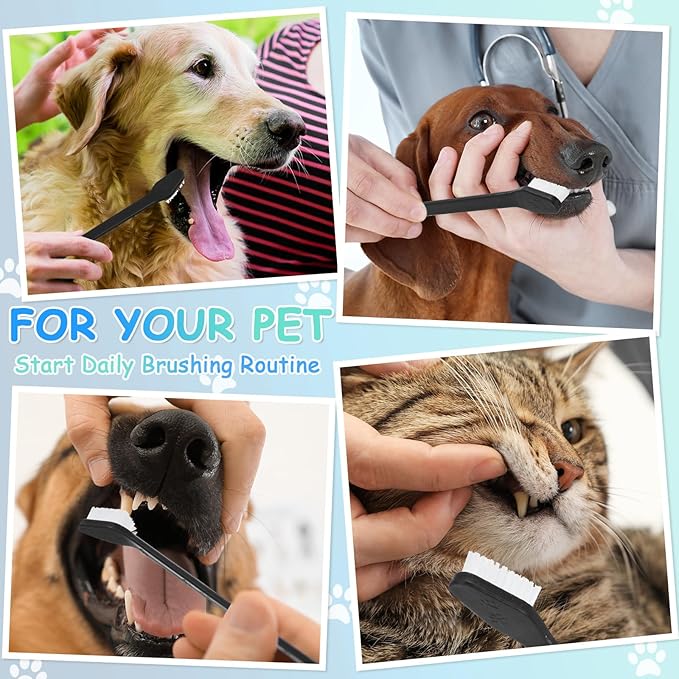 Honeydak Dog Tooth Brush Pet Toothbrush Soft Grooming Dogs Toothbrush Dog Double Sided Puppy Long Handle Brush for Large and Small Teeth Cleaning Dental Oral Care(70 Count,Black)