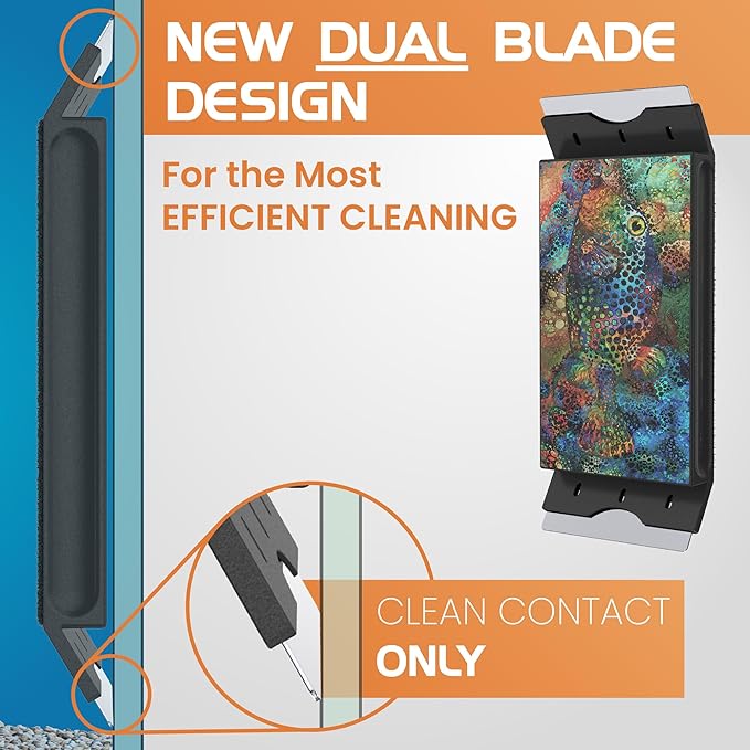 FL!PPER Flipper EDGE MAX Puffer Limited Edition Floating Magnetic Aquarium Cleaner | 2-In-1 Dual Blade Scrubber & Scraper Fish Tank Cleaner Tools for Efficient Cleaning & Acrylic Surface Maintenance