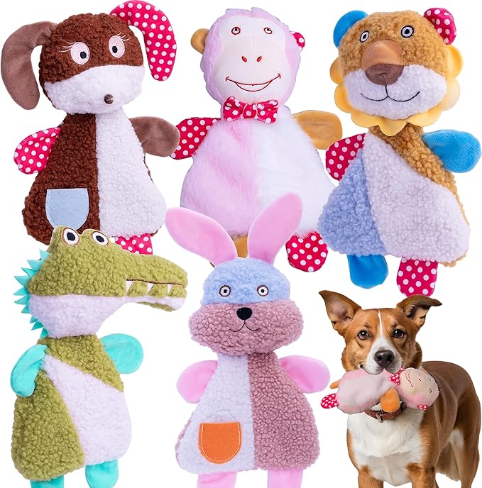 Big 5 Pack Dog Squeaky Toy for Keep Them Busy,Multipack Stuffed Crinkle Puppy Dog Toys Bundle,Chewing Dog Toys for Teething,Suitable for Small,Medium,and Large Dogs Breed
