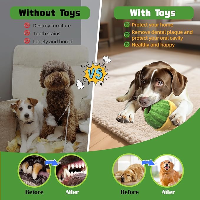 Interactive Dog Toys, Frozen Treat Dispensing for Aggressive Chewers, Indestructible Nylon Chew Toy, Slow Puzzle Feeder for Healthy Eating, for Small Medium Large Breed to Keep Them Busy, Green