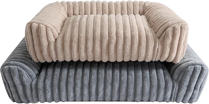 Arlee Saddle Sofa Memory Foam Pet Bed, Comfortable & Washable, Ideal for Dogs and Puppies, Extra Comfort, Couch Design, Crate & Kennel Furniture, Pet Supplies & Essentials, Tan, Large