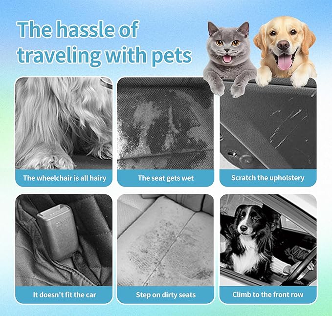 Dog Hammock Car Seat Cover –100% Waterproof, 600D Heavy Duty with Side Flaps | Scratch-Proof, Nonslip Back Seat Protector for Cars, Trucks, SUVs，dog car seat cover for back seat (Black/Thin)